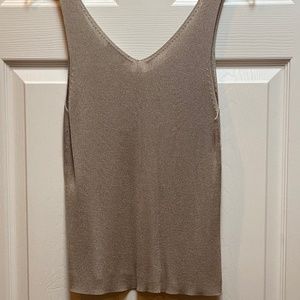 Preview Collection Metallic Tan Sleeveless Sweater.